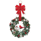 Collections Etc Lighted Holly & Pinecone Christmas Wreath