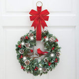 Collections Etc Lighted Holly & Pinecone Christmas Wreath